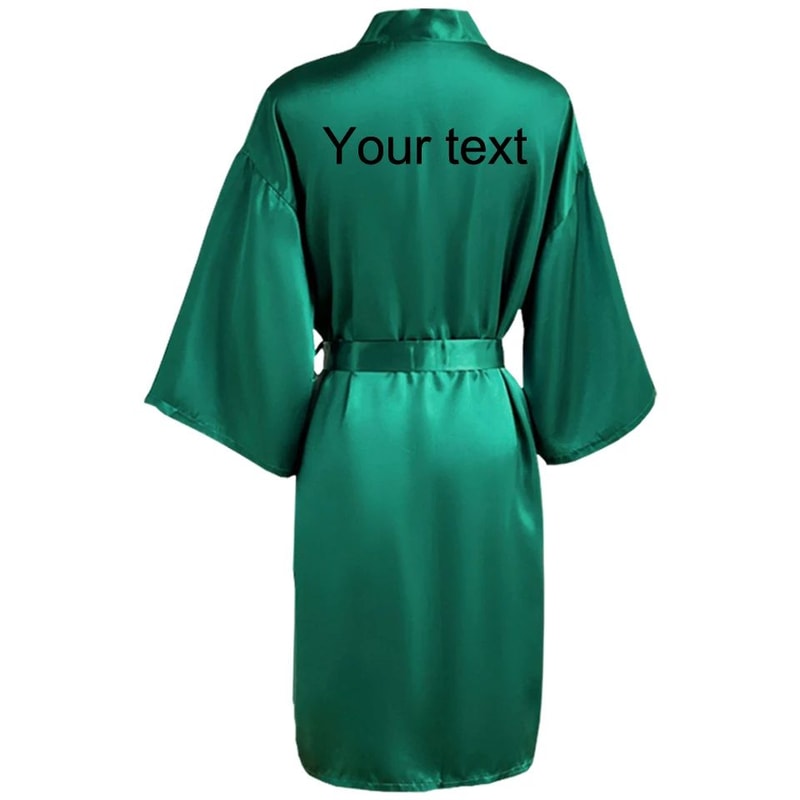 Personalized Faux Silk Bridal Robe With Custom Name Date Elegant Bride Bridesmaid Getting Ready 14