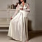 Womens Satin Robe With Lace Trim Long SilkFeel Bathrobe Nightgown 4