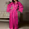 Womens Satin Robe With Lace Trim Long SilkFeel Bathrobe Nightgown 5