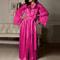 Womens Satin Robe With Lace Trim Long SilkFeel Bathrobe Nightgown 5