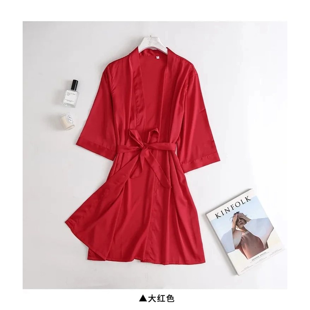 Bridal Bliss Satin Kimono Robe Elegant Bridal Robe For Wedding Morning Getting Ready 6