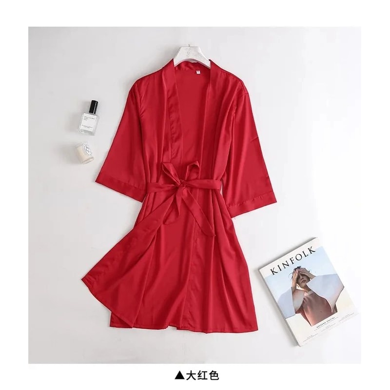 Bridal Bliss Satin Kimono Robe Elegant Bridal Robe For Wedding Morning Getting Ready 6