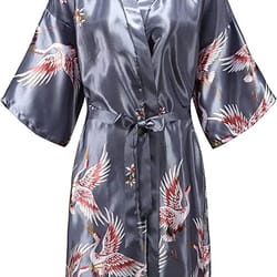 bridal bliss silk satin floral robe – short satin bridesmaid robe for weddings & getting ready