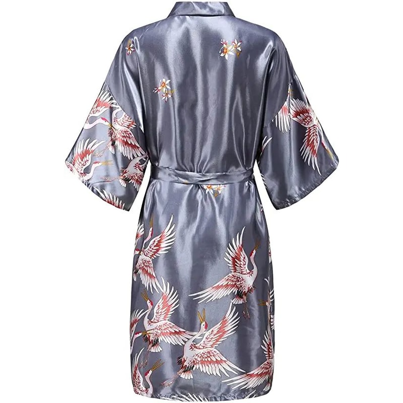 Bridal Bliss Silk Satin Floral Robe Short Satin Bridesmaid Robe For Weddings Getting Ready 1