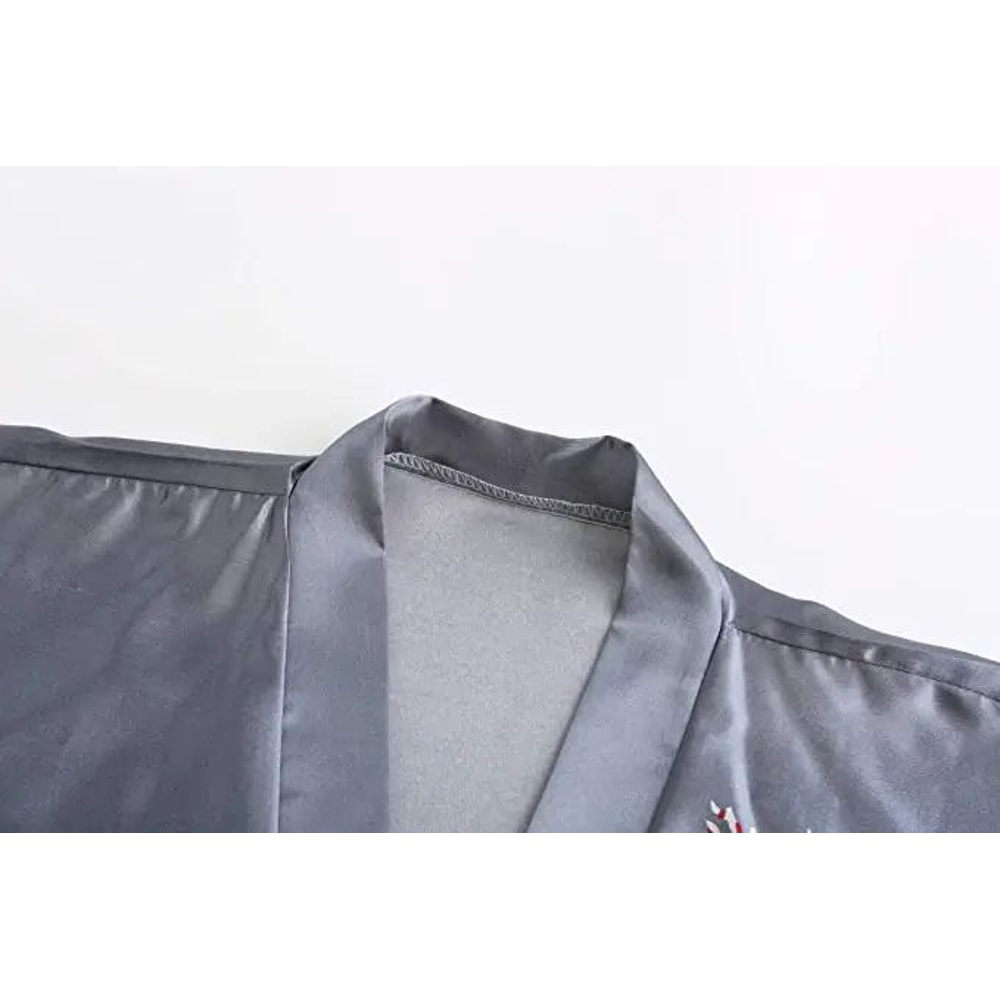 Bridal Bliss Silk Satin Floral Robe Short Satin Bridesmaid Robe For Weddings Getting Ready 2