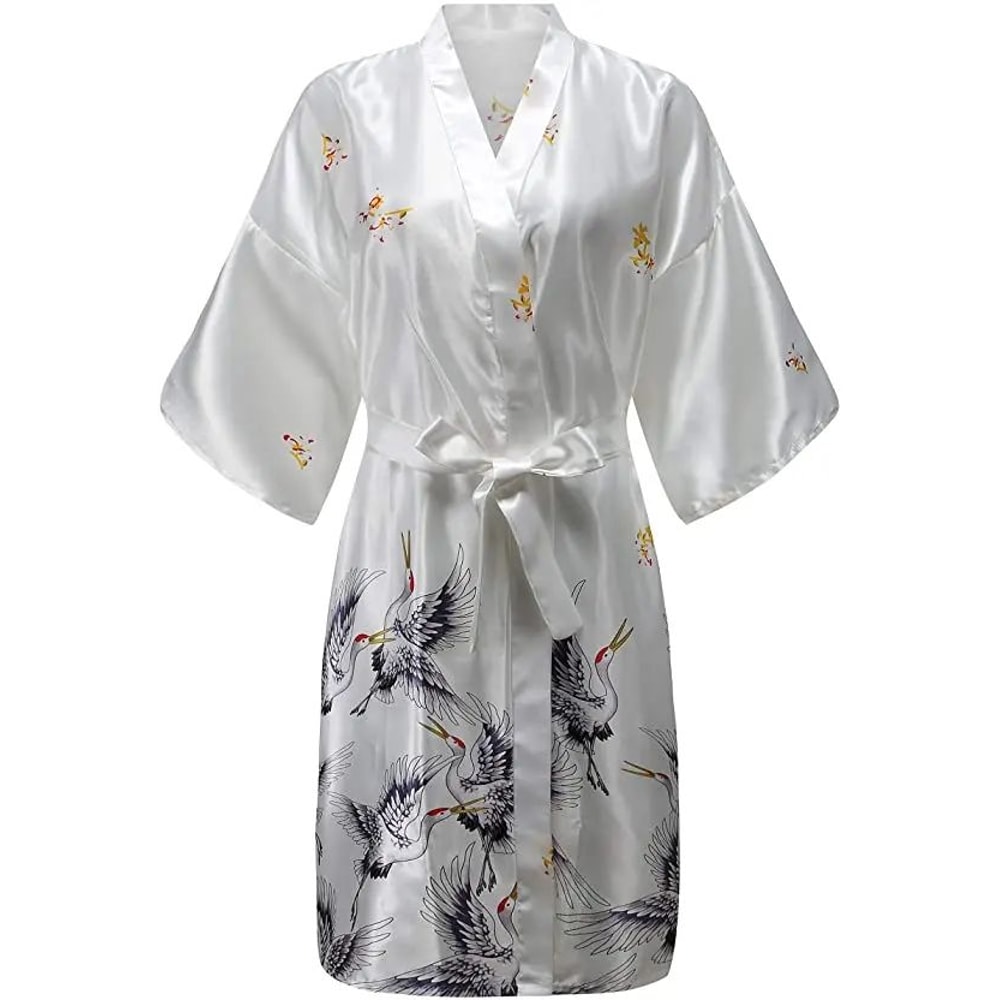 Bridal Bliss Silk Satin Floral Robe Short Satin Bridesmaid Robe For Weddings Getting Ready 6