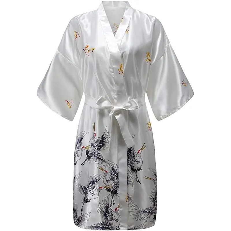 Bridal Bliss Silk Satin Floral Robe Short Satin Bridesmaid Robe For Weddings Getting Ready 6