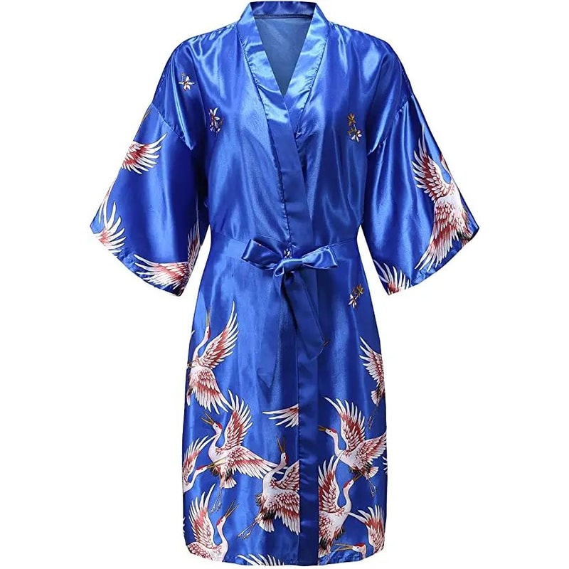 Bridal Bliss Silk Satin Floral Robe Short Satin Bridesmaid Robe For Weddings Getting Ready 8