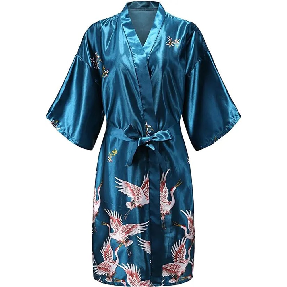 Bridal Bliss Silk Satin Floral Robe Short Satin Bridesmaid Robe For Weddings Getting Ready 9