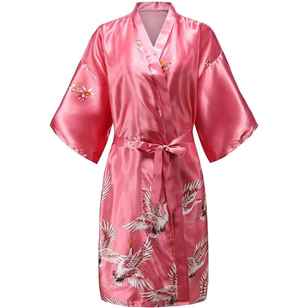 Bridal Bliss Silk Satin Floral Robe Short Satin Bridesmaid Robe For Weddings Getting Ready 10