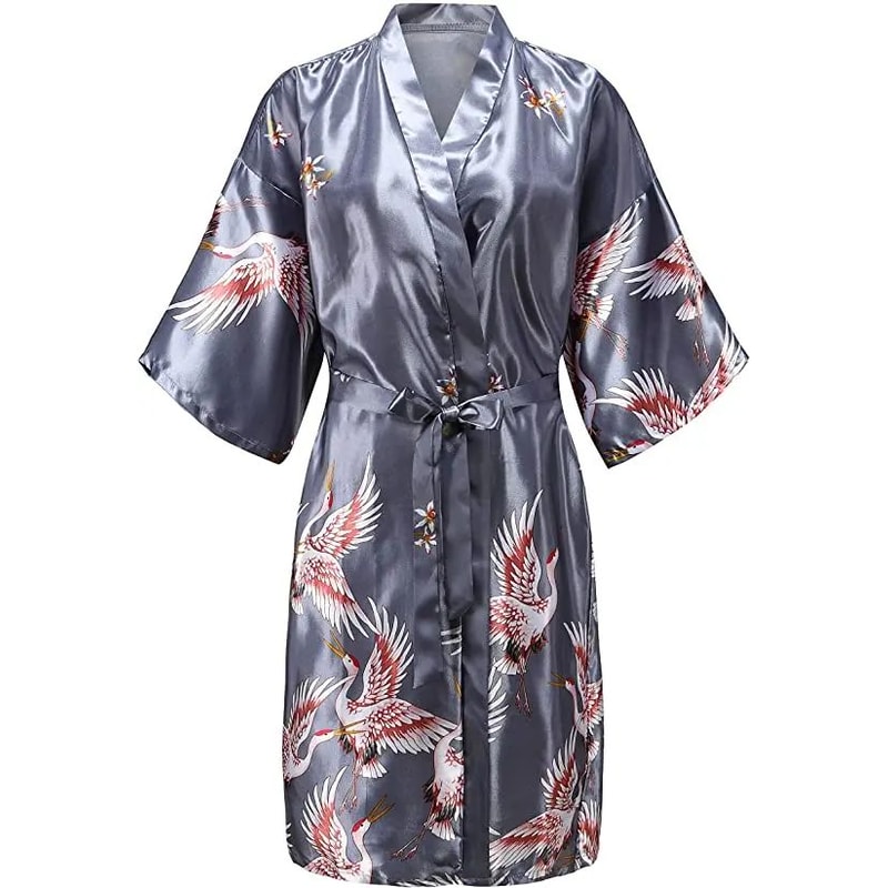 Bridal Bliss Silk Satin Floral Robe Short Satin Bridesmaid Robe For Weddings Getting Ready 11