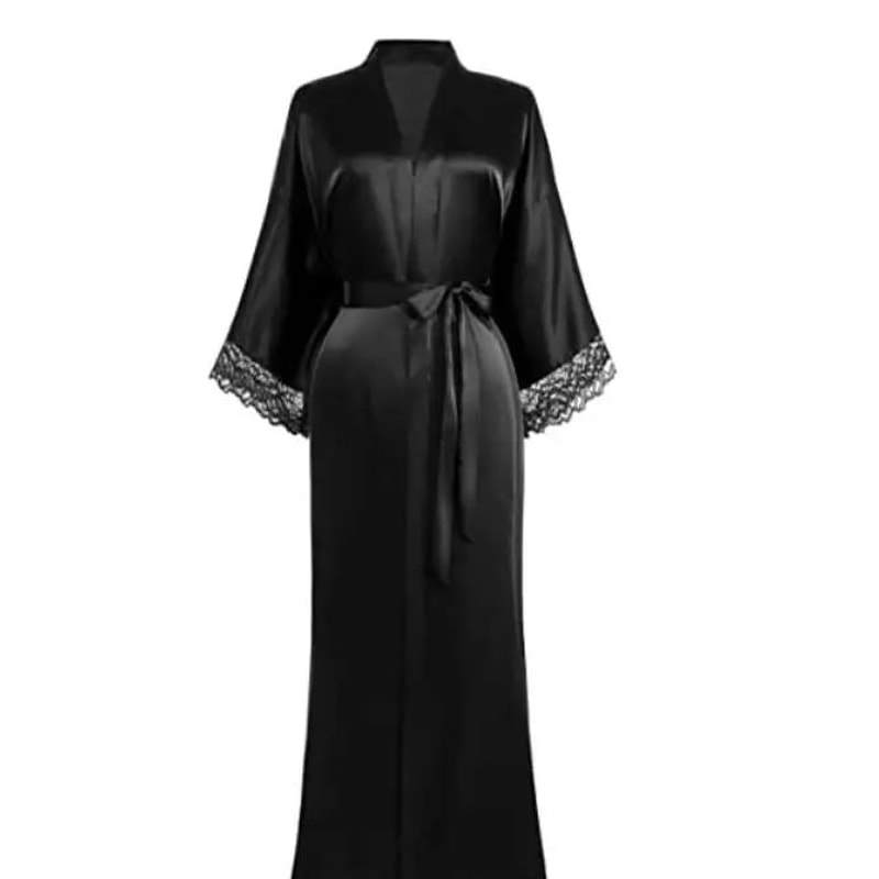 Floral Satin Kimono Robe For Women Long Bridal Bridesmaid GettingReady Robe 0