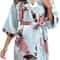 Elegant Satin Silk Bridesmaid Robe Crane Print Kimono Bathrobe For Wedding Mornings 9