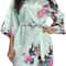 Elegant Satin Silk Bridesmaid Robe Crane Print Kimono Bathrobe For Wedding Mornings 7