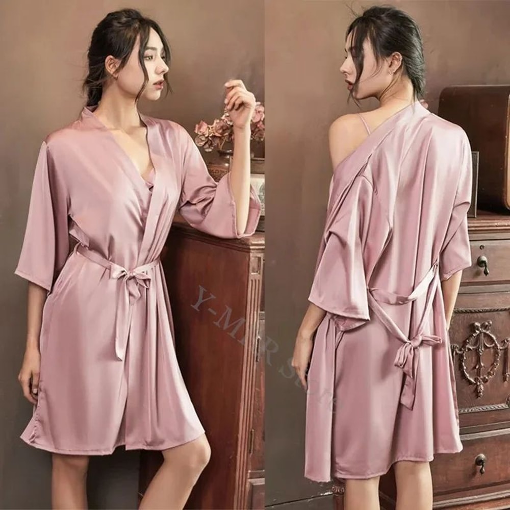 SilkEase Satin Kimono Robe Silky Satin Robe For Women Bridal Luxury Silk Nightgown Robe 2