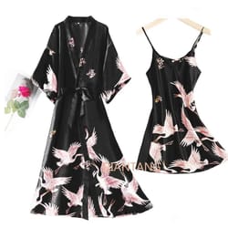 silkluxe 2-piece satin pajama set with robe for women