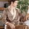 Luxury Satin Gold Kimono Robe For Men Silk Geometric Long Bathrobe Plus Size 5