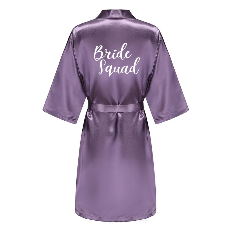 Elegant Satin Bridal Party Robe Short Silk Bridesmaid Bride Getting Ready Robe 11