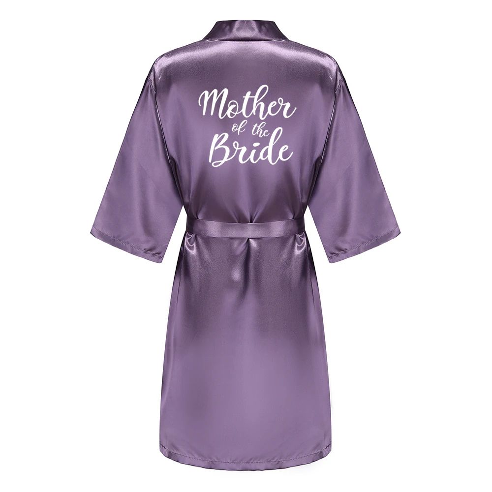 Elegant Satin Bridal Party Robe Short Silk Bridesmaid Bride Getting Ready Robe 13
