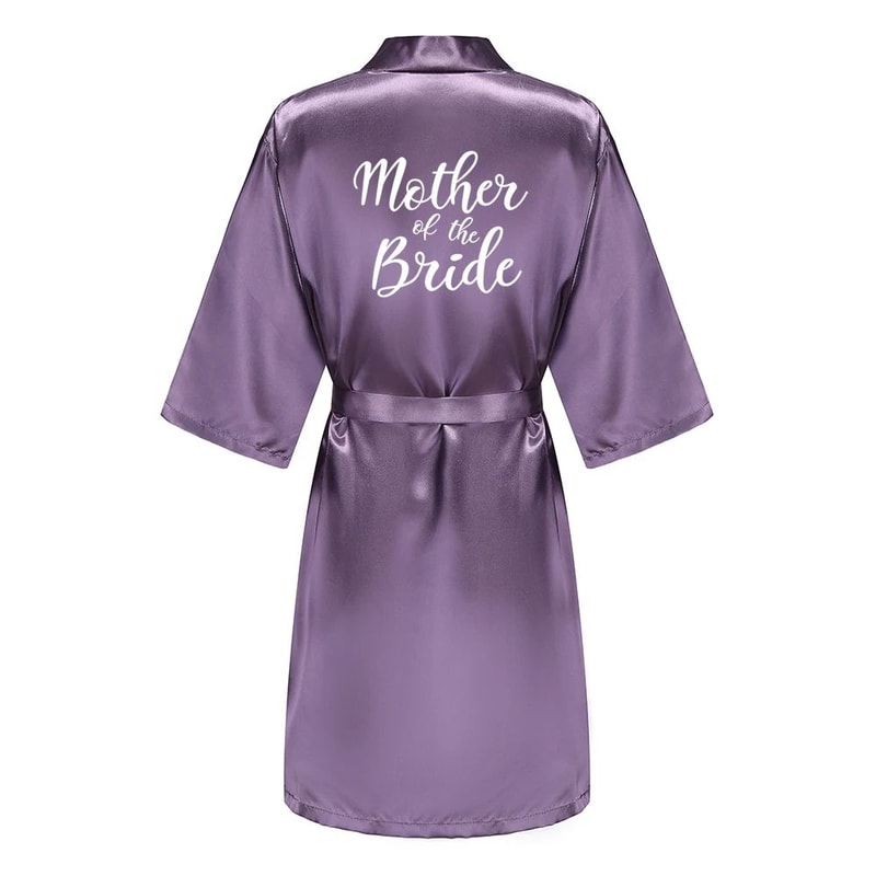 Elegant Satin Bridal Party Robe Short Silk Bridesmaid Bride Getting Ready Robe 13