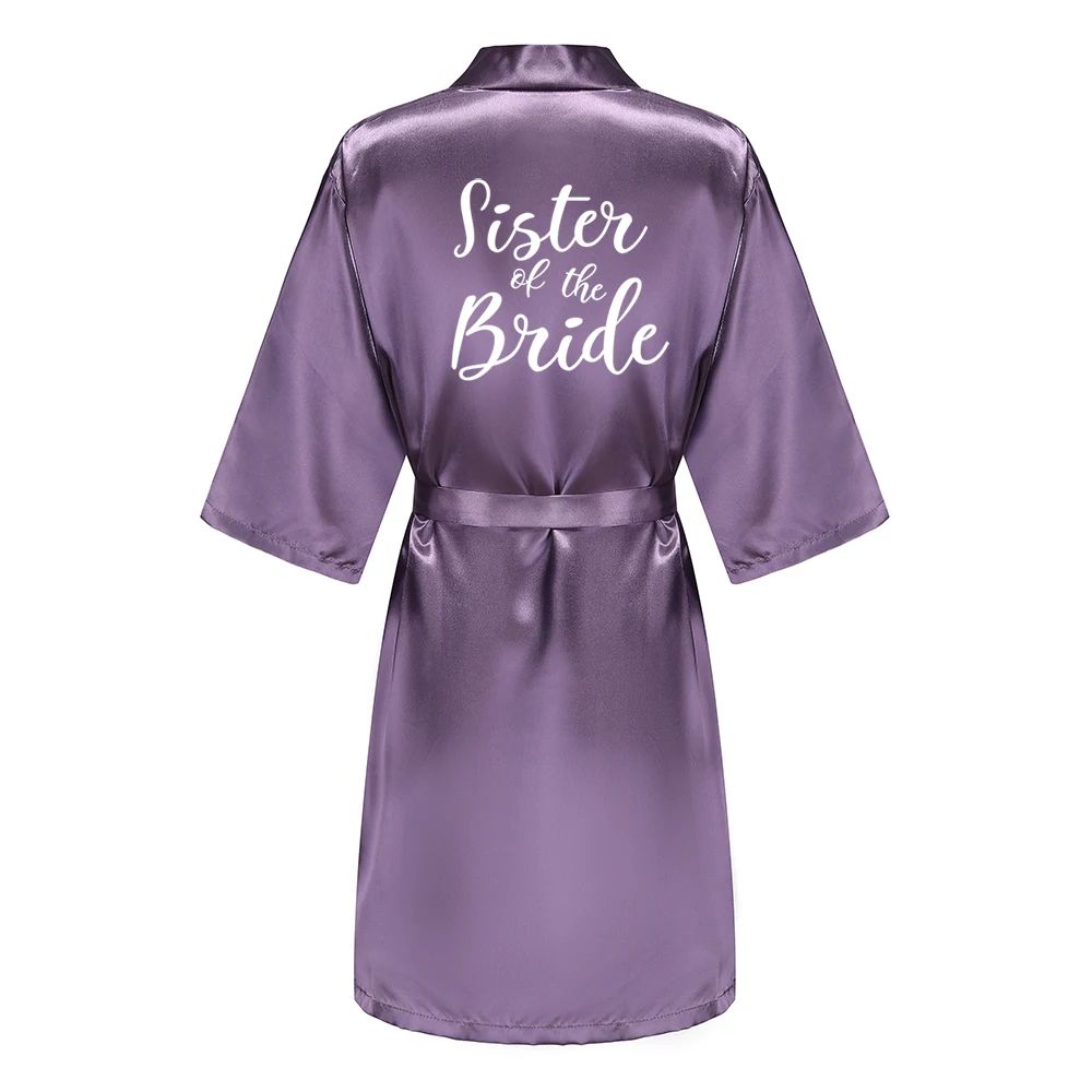 Elegant Satin Bridal Party Robe Short Silk Bridesmaid Bride Getting Ready Robe 15