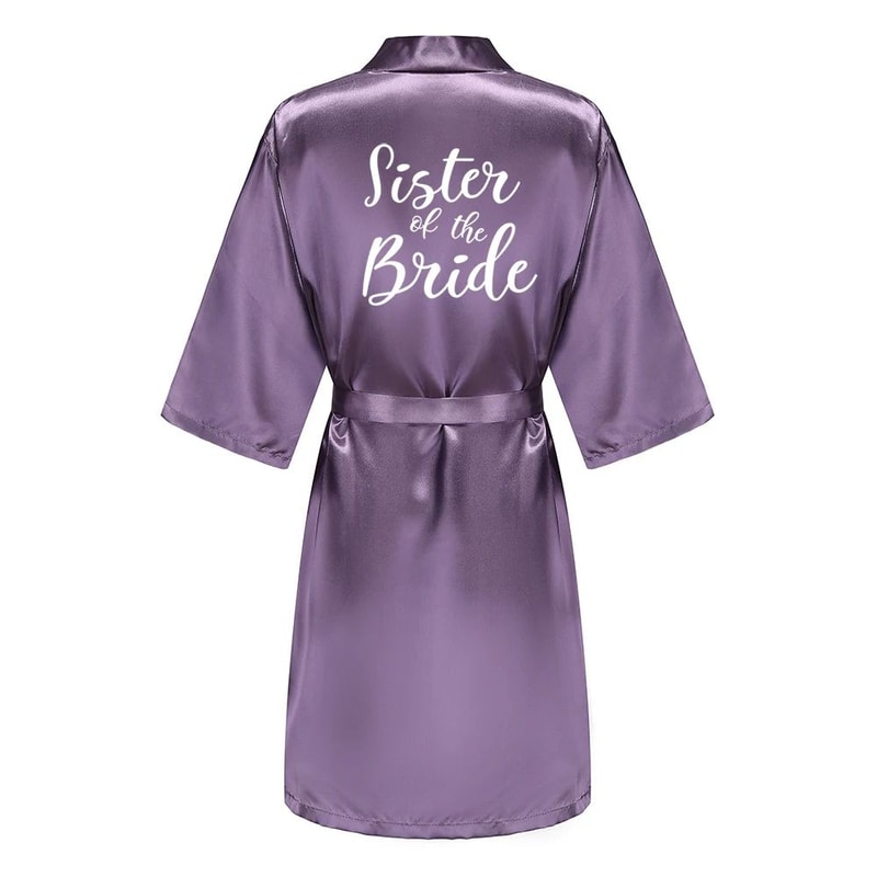 Elegant Satin Bridal Party Robe Short Silk Bridesmaid Bride Getting Ready Robe 15