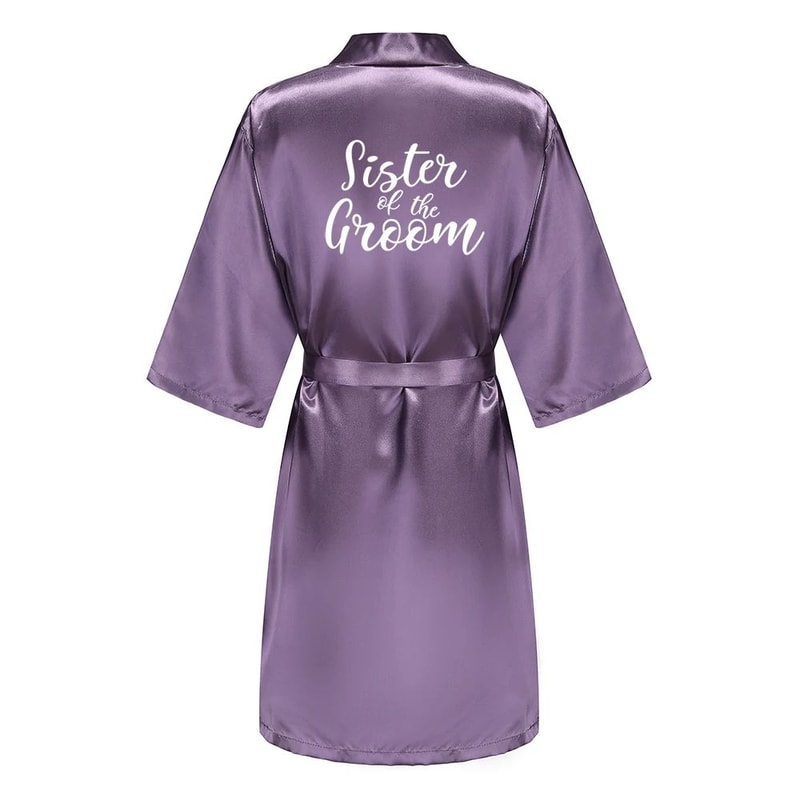 Elegant Satin Bridal Party Robe Short Silk Bridesmaid Bride Getting Ready Robe 16