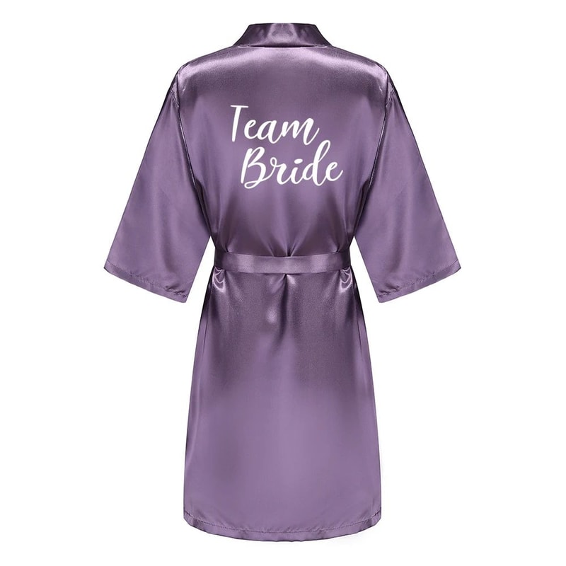 Elegant Satin Bridal Party Robe Short Silk Bridesmaid Bride Getting Ready Robe 10