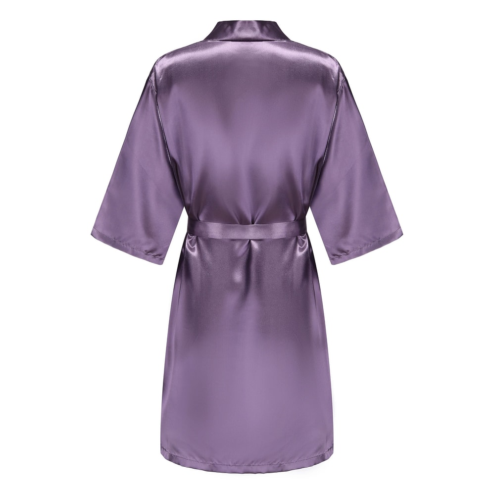 Elegant Satin Bridal Party Robe Short Silk Bridesmaid Bride Getting Ready Robe 17