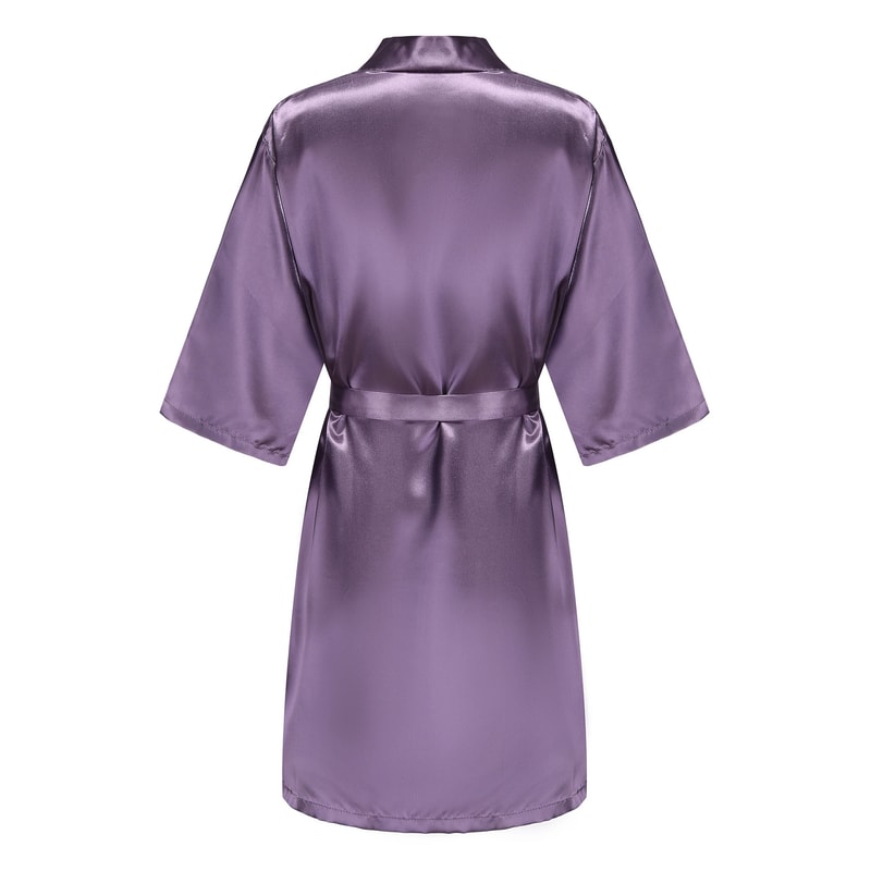 Elegant Satin Bridal Party Robe Short Silk Bridesmaid Bride Getting Ready Robe 17