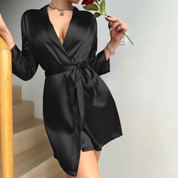 ice silk lace-up summer robe dress for women