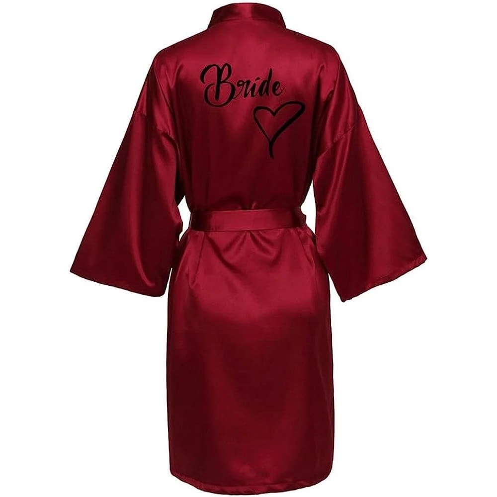 Womens Satin Kimono Robe Short Printed SilkFeel Wrap For Bridal Prep Lounging 0