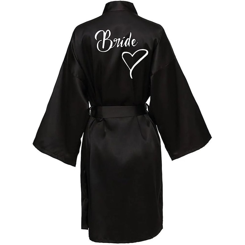 Womens Satin Kimono Robe Short Printed SilkFeel Wrap For Bridal Prep Lounging 9