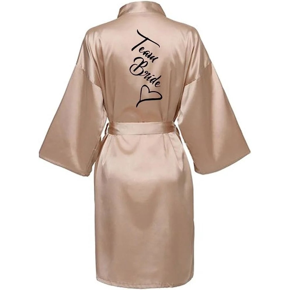 Womens Satin Kimono Robe Short Printed SilkFeel Wrap For Bridal Prep Lounging 11