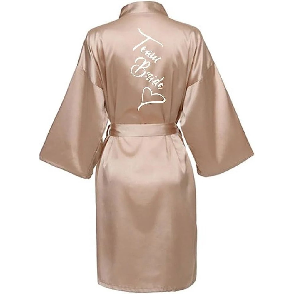 Womens Satin Kimono Robe Short Printed SilkFeel Wrap For Bridal Prep Lounging 12