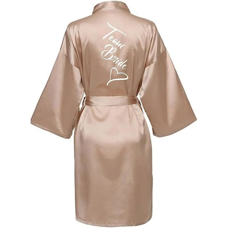 Womens Satin Kimono Robe Short Printed SilkFeel Wrap For Bridal Prep Lounging 12