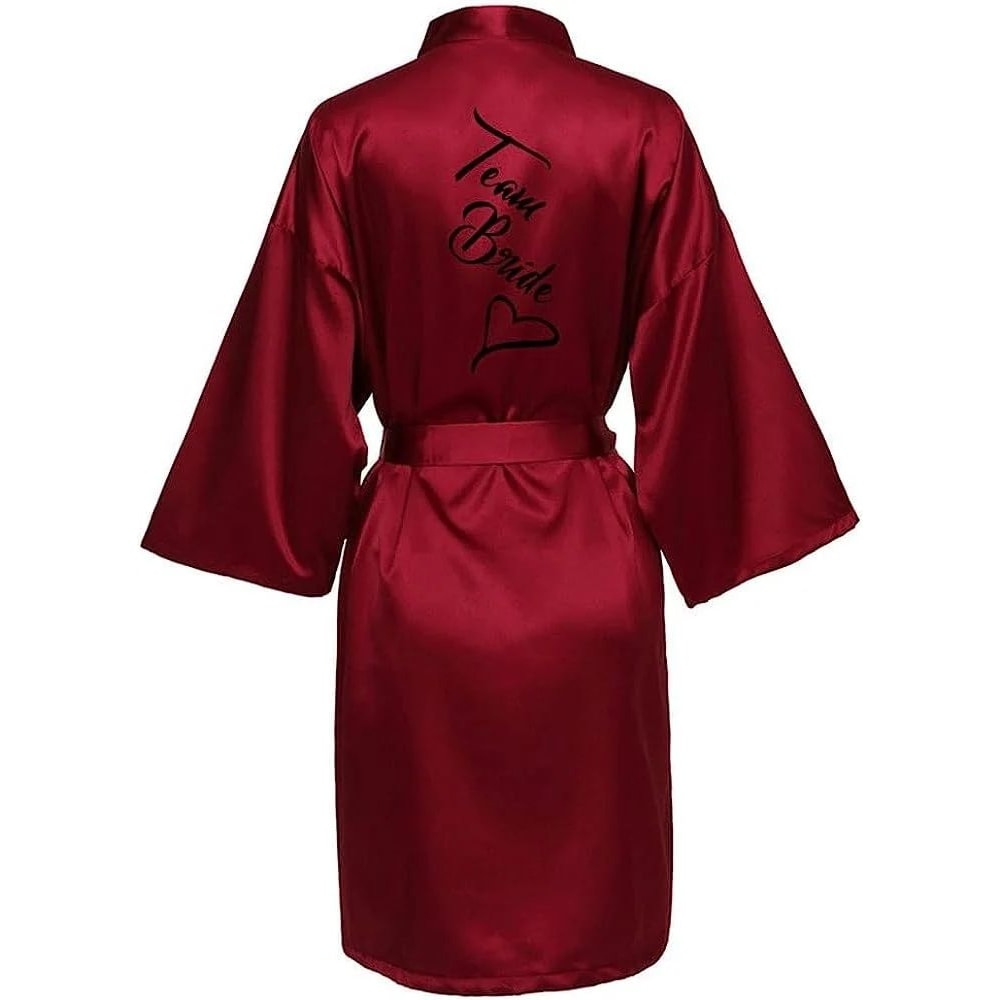 Womens Satin Kimono Robe Short Printed SilkFeel Wrap For Bridal Prep Lounging 5