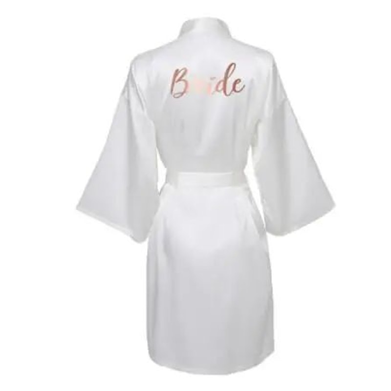 Burgundy Satin Bridal Robe For Weddings Bridesmaids Silky Kimono Bathrobe 8