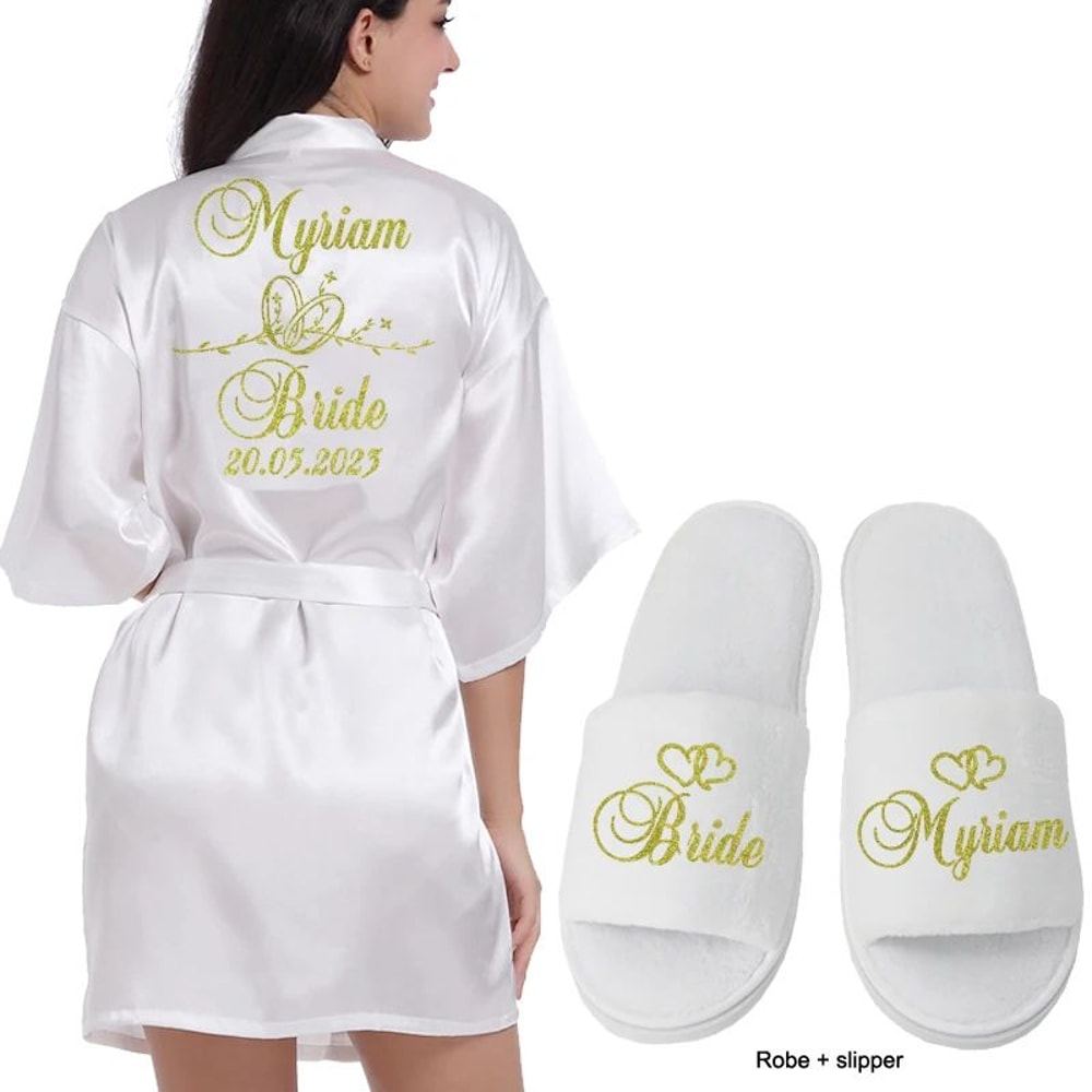 Personalized Bridal Satin Robe Custom Bride And Bridesmaid Getting Ready Robe 1