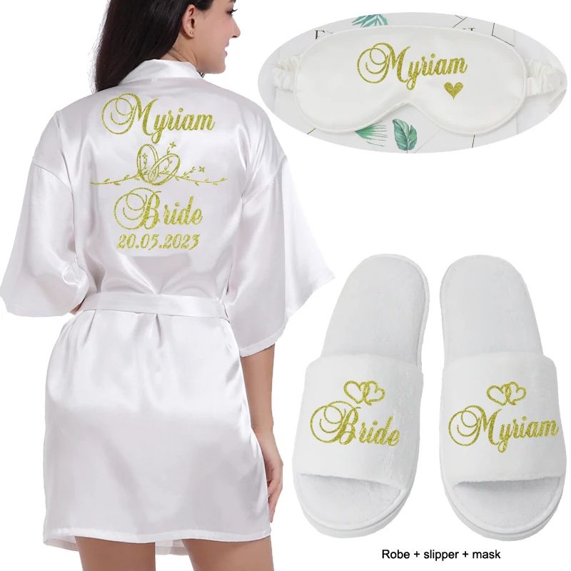 Personalized Bridal Satin Robe Custom Bride And Bridesmaid Getting Ready Robe 3