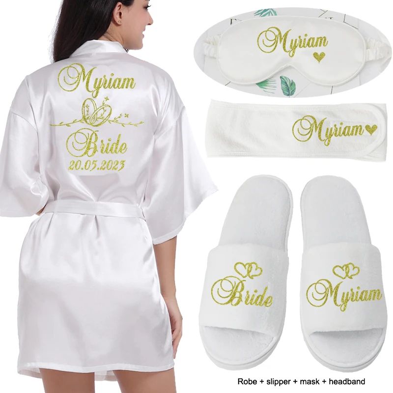 Personalized Bridal Satin Robe Custom Bride And Bridesmaid Getting Ready Robe 6