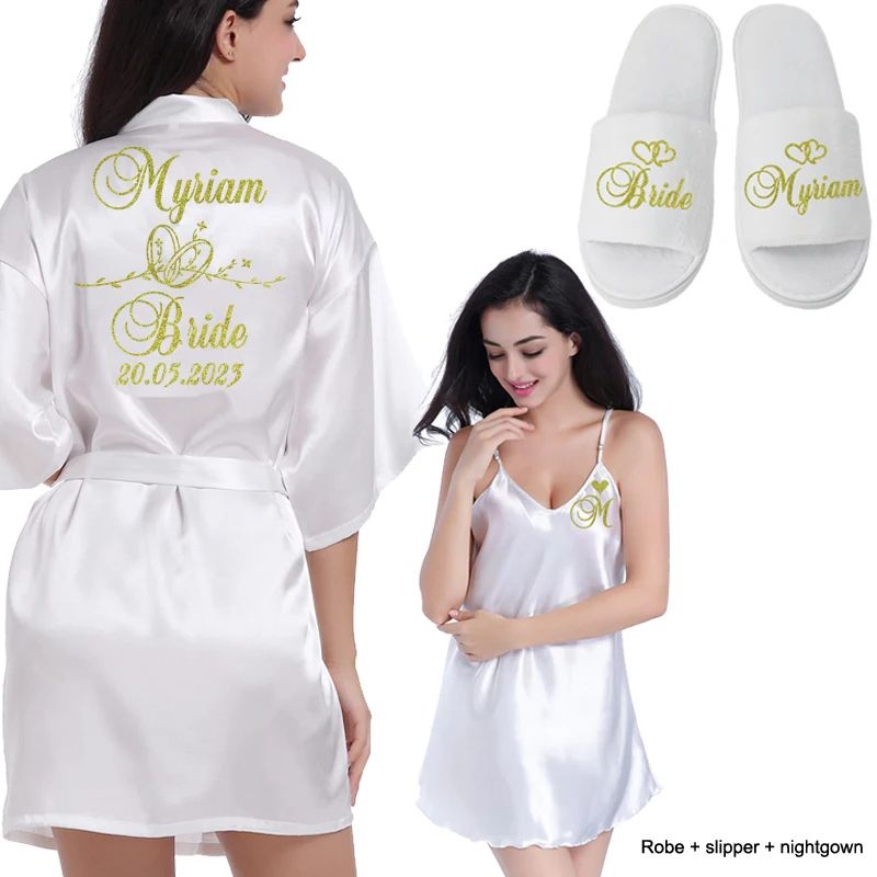 Personalized Bridal Satin Robe Custom Bride And Bridesmaid Getting Ready Robe 8