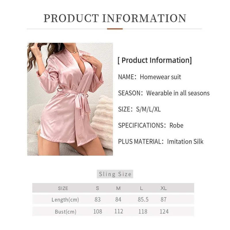 SilkLuxe LaceUp Ice Silk Robe Lightweight Womens Summer Pajama Robe Sexy Lace Bathrobe 5