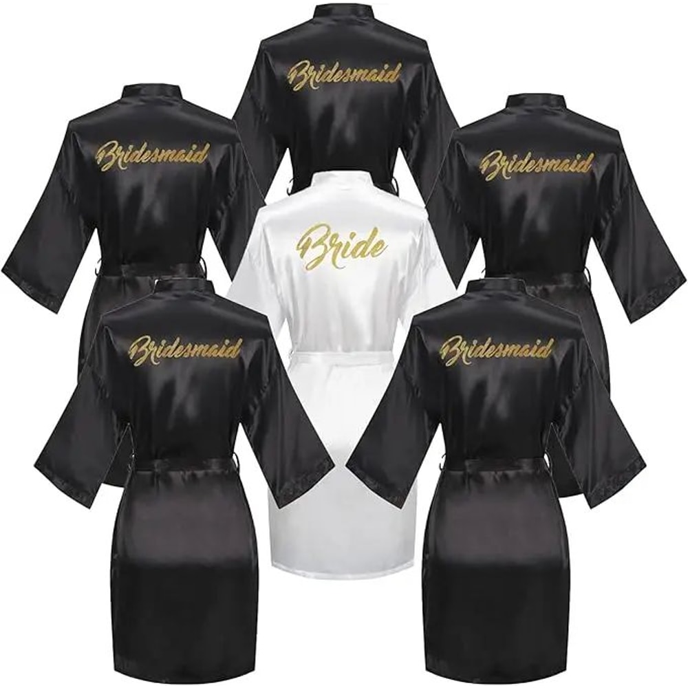 Bridal Party Silky Robe Set 6Piece Bride Bridesmaid Getting Ready Robes 4