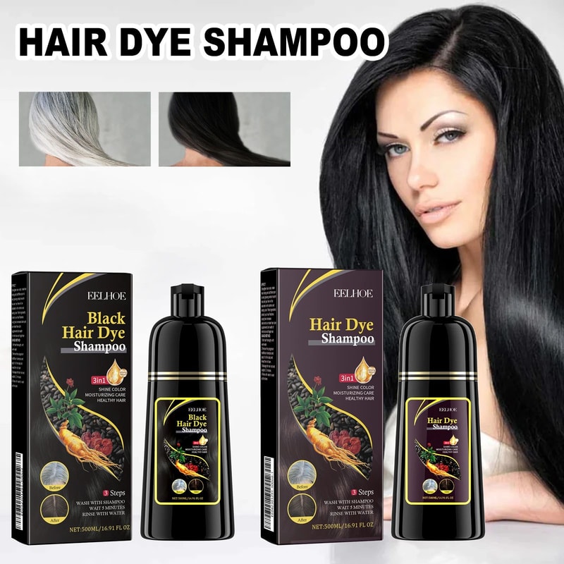 EELHOE 3in1 Brown Hair Dye Shampoo For Gray Coverage Scalp Nourishment 0