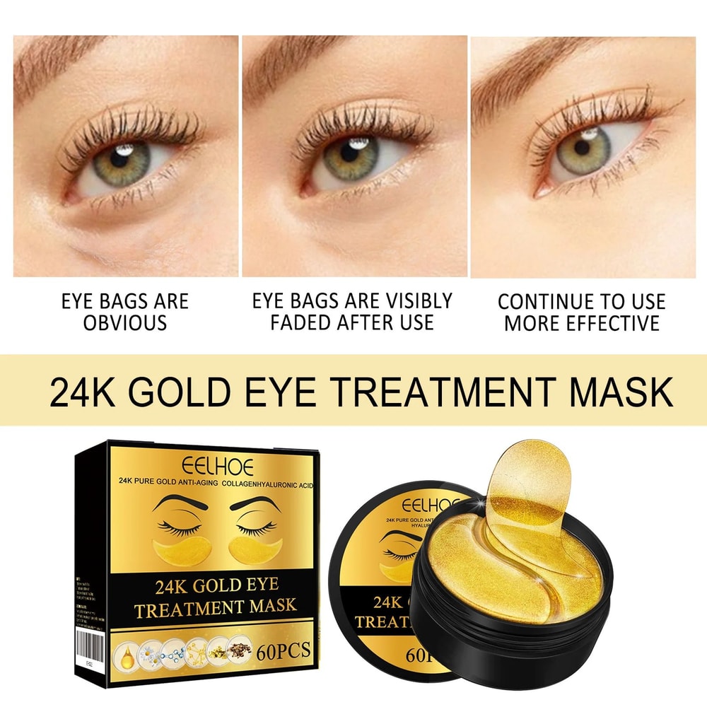 24K Gold Eye Radiance Hydrating Firming Eye Patches 60pcs AntiDark Circles Under Eye Skincare Trea 4