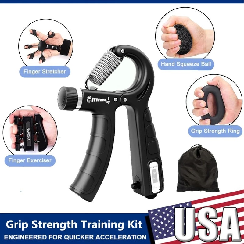 Adjustable Hand Grip Strength Trainer Kit 5Piece Hand Grip Strengthener Finger Exerciser Set 0