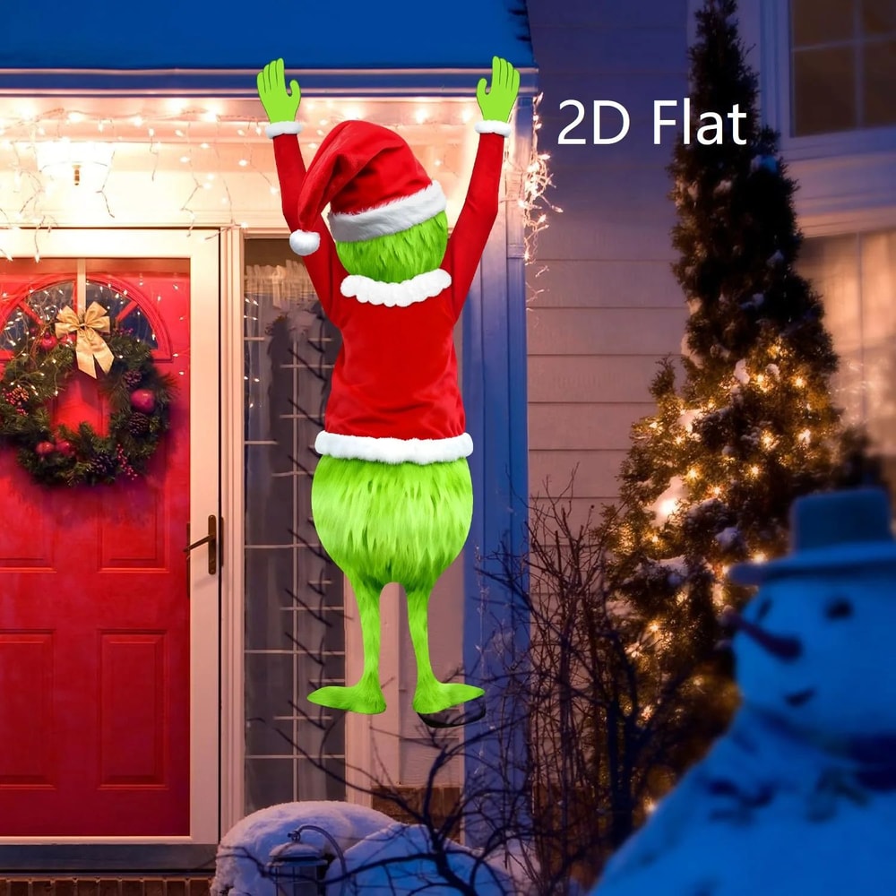 GreenHaired Character 2D Christmas Hanging Decoration Funny Holiday Hanging Decor For Indoor Outd 4