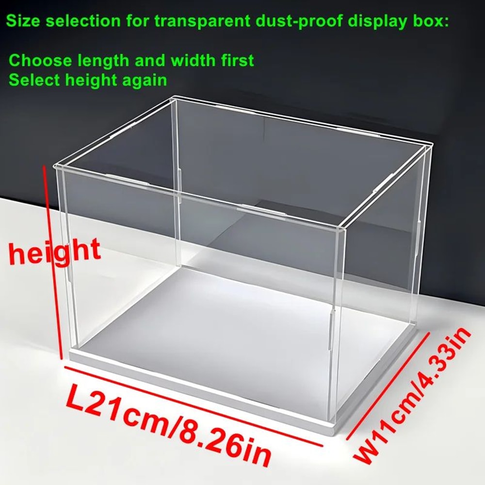 ClearGuard Acrylic Display Case Box With White Base Transparent Dustproof Showcase For Collectible 9