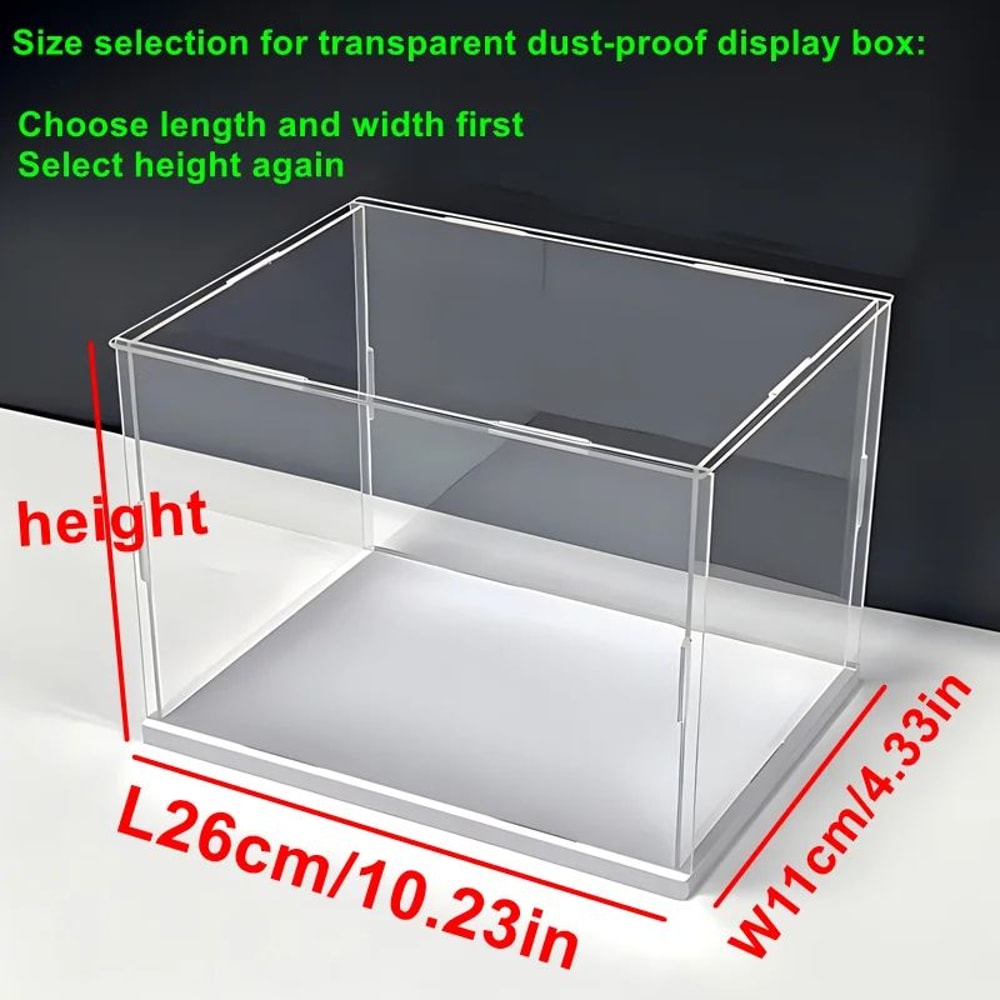ClearGuard Acrylic Display Case Box With White Base Transparent Dustproof Showcase For Collectible 12